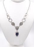 Blue Sapphire and Silver Necklace