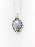 Oval Blue Moonstone and Silver Pendant