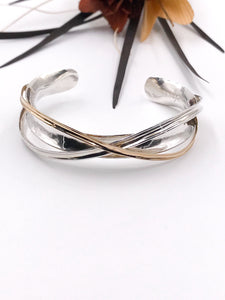 Silver and Gold Anticlastic Cuff Bracelet