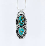 #8 Turquoise Teardrops and Silver Pendant