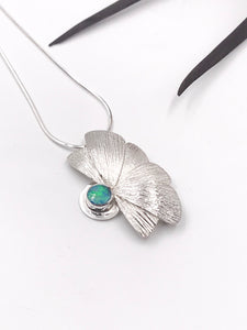 Australian Opal Butterfly Wing Silver Pendant