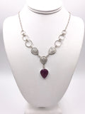 Pink Sapphire and Silver Necklace