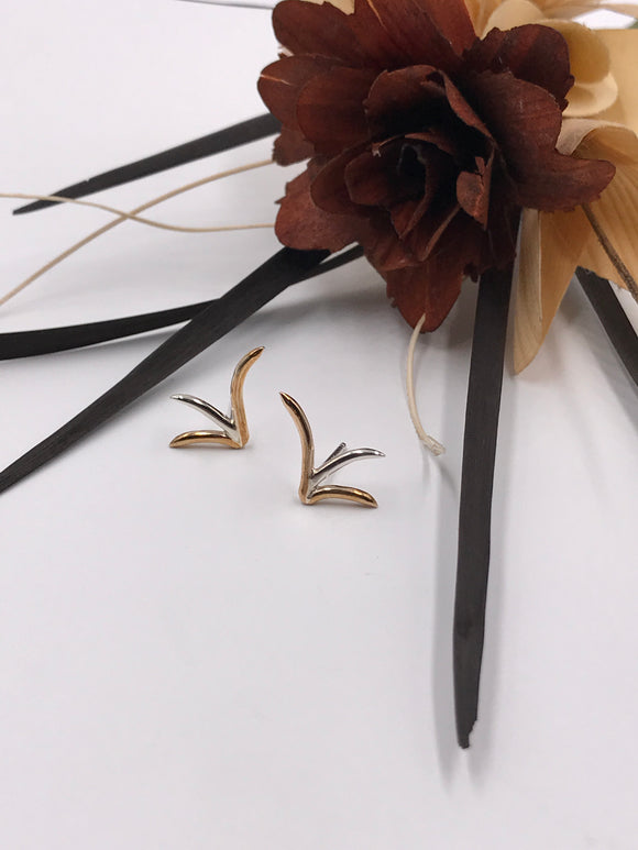 Silver and Gold Grass Earrings