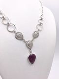 Pink Sapphire and Silver Necklace