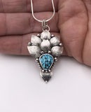 Kingman Turquoise and Silver Mandala Pendant