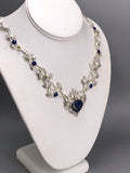 Azurite, Lapis Lazuli, and Peridot Silver Necklace