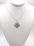 Silver Square Crocheted Wire Pendant