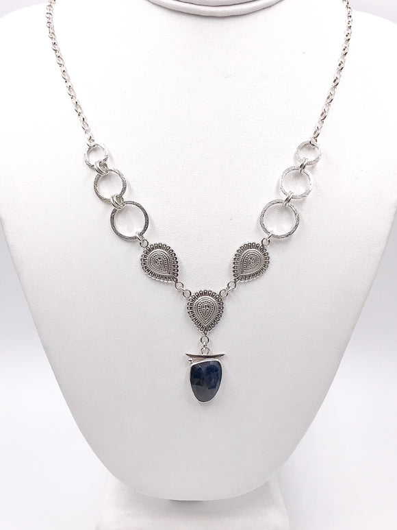 Blue Sapphire and Silver Necklace