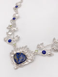 Azurite, Lapis Lazuli, and Peridot Silver Necklace