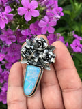 Opal and Roses Silver Pendant