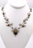 Dendritic Agate, Tiger's Eye, and Black Onyx Silver Necklace