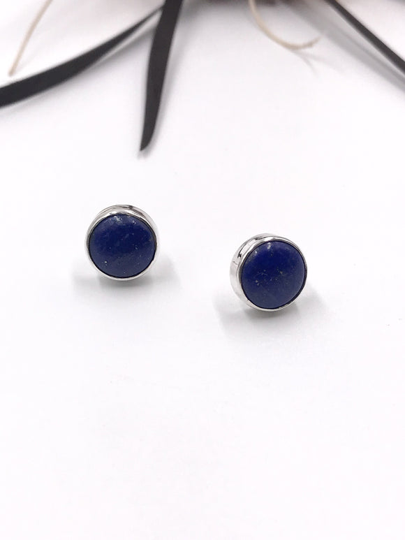 Lapis Lazuli and Silver Stud Earrings