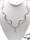 Silver Textured and Intertwined Statement Necklace