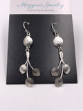 Long Dangle Petals Silver Earrings