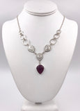 Pink Sapphire and Silver Necklace