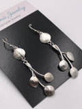 Long Dangle Petals Silver Earrings