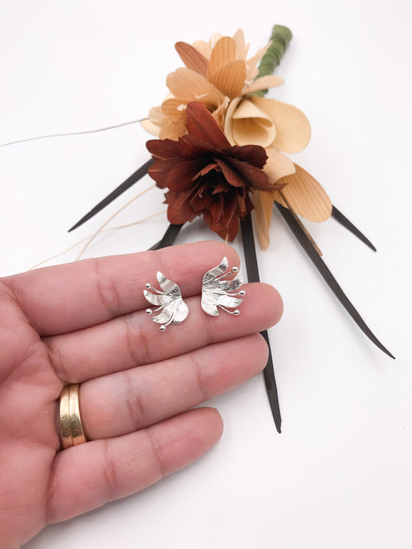 Flower Petals Silver Earrings