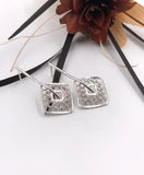 Square Crocheted Wire Dangle Earrings