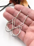 Textured and Polished Silver Wire Dangle Earrings