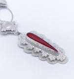 Red Rosarita and Silver Statement Necklace