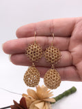 Crocheted Wire Gold Filled Teardrop Earrings