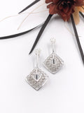 Square Crocheted Wire Dangle Earrings