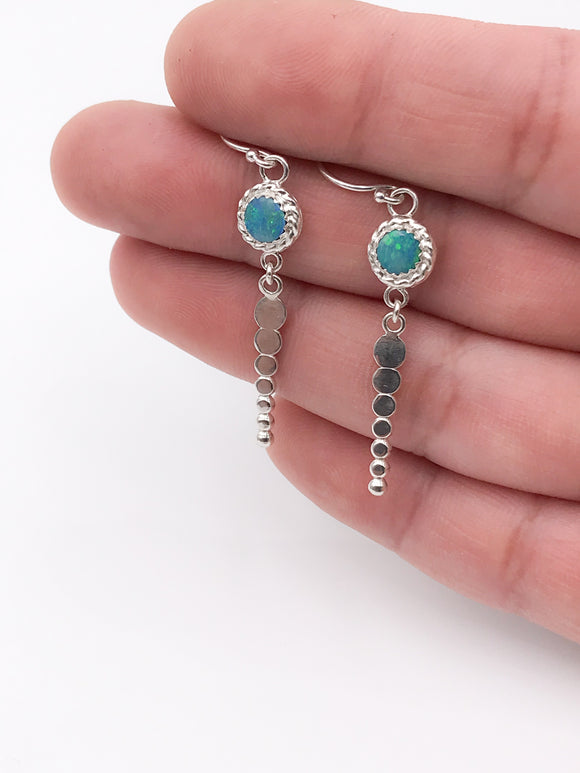 Natural Australian Opal and Silver Dangle Earrings