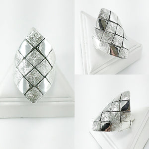 Silver Polished and Textured Matrix Boho Ring