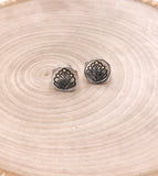 Silver Stamped Disc Stud Earrings