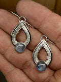 Rainbow Moonstone and Silver Teardrop Earrings
