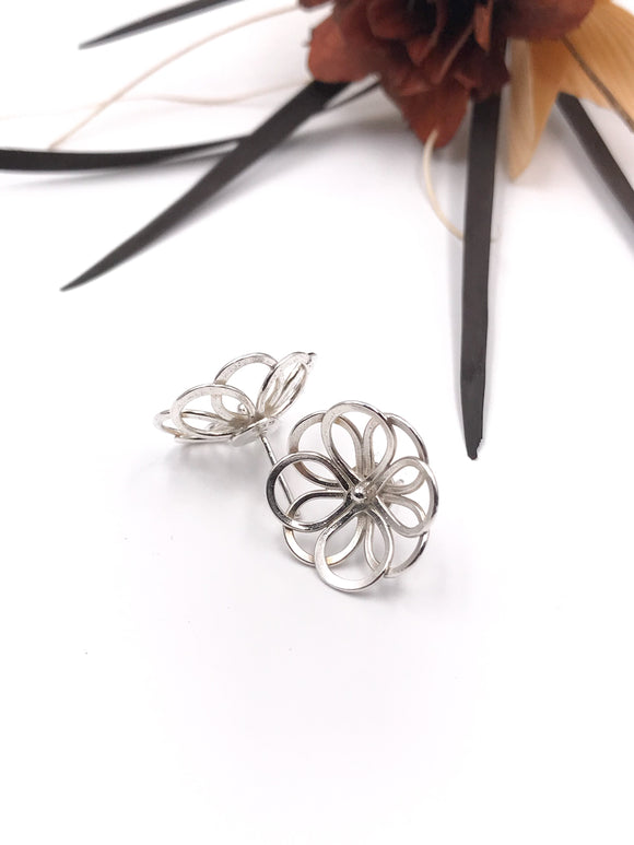 Intertwined Rings Silver Earrings