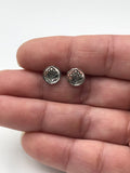 Silver Stamped Disc Stud Earrings