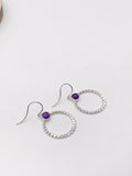 Amethyst and Silver Loop Earrings