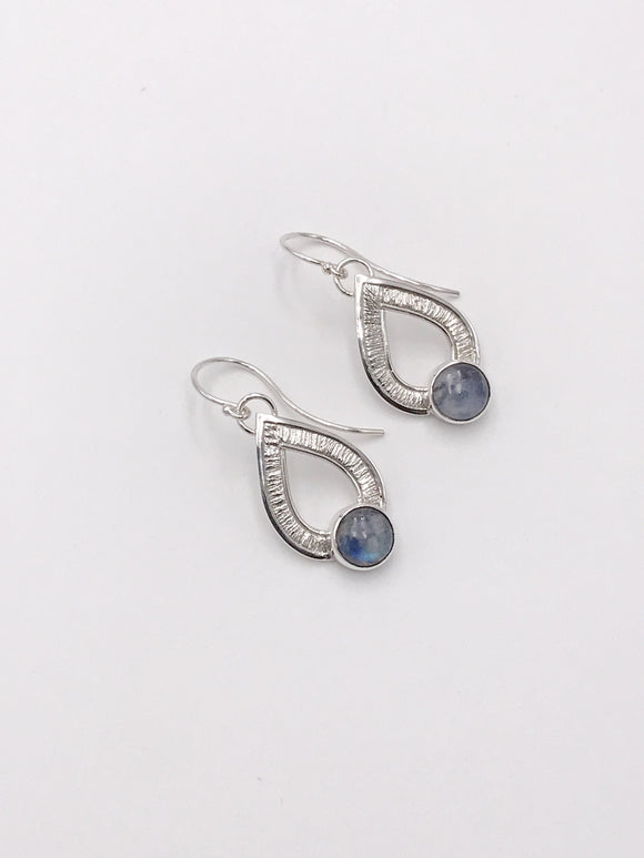 Rainbow Moonstone and Silver Teardrop Earrings