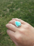 Turquoise Teardrop and Silver Ring