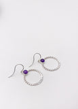 Amethyst and Silver Loop Earrings