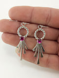 Ruby and Silver Dangle Earrings