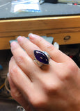 Marquis Shape Amethyst and Silver Cocktail Ring