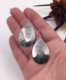 Mandala Teardrop Silver Earrings