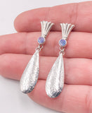 Long Dangle Opal and Silver Earrings