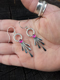 Ruby and Silver Dangle Earrings
