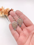 Labradorite and Silver Crocheted Wire Teardrop Dangle Earrings