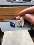 Marquis Shape Amethyst and Silver Cocktail Ring