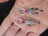 Ruby and Silver Dangle Earrings