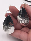 Mandala Teardrop Silver Earrings