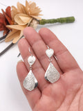 Textured Silver Dangle Earrings