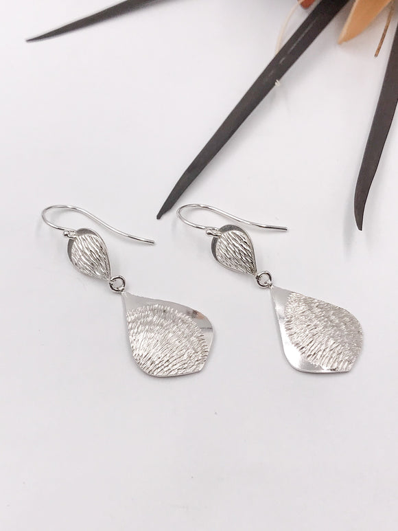 Textured Silver Dangle Earrings