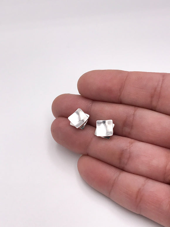 Silver Square Stud Earrings