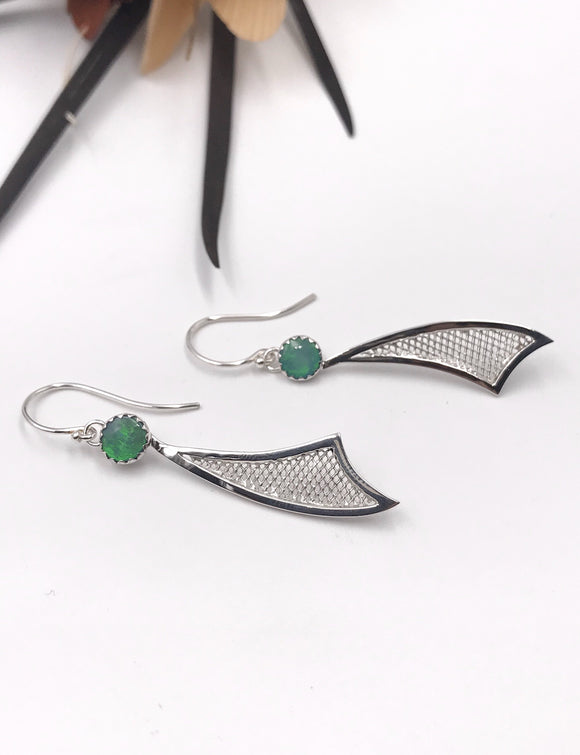 Opal and Silver Mesh Earrings