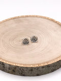 Silver Stamped Disc Stud Earrings